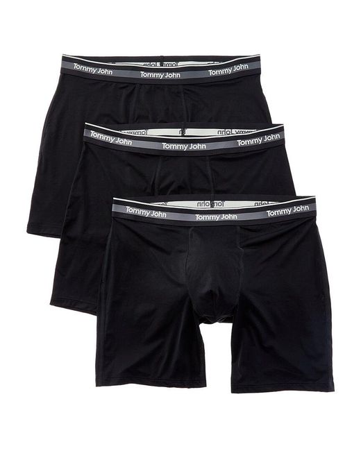 Tommy John Black 3Pk Comfort Micro 6" Boxer Brief for men