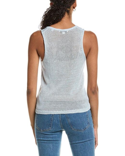 Vince Blue Linen Knit Tank Top