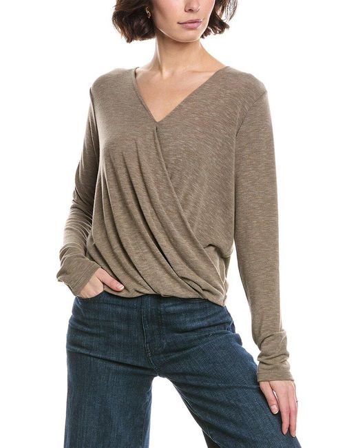 Michael Stars Gray Janet Surplice Top