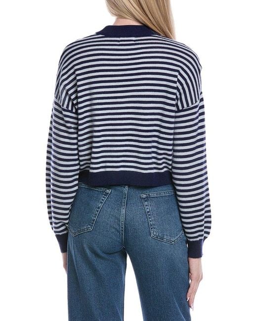 Brodie Cashmere Blue Stitchy Stripe Wool & Cashmere-Blend Sweater