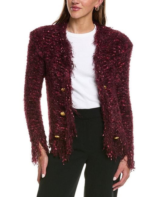 L'Agence Red Azure Cardigan Blazer