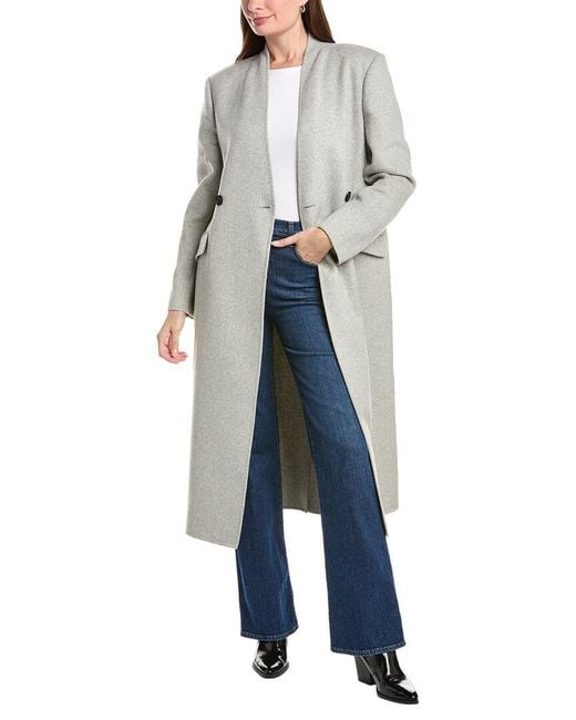 Lamarque Blue Double Face Wool-Blend Coat