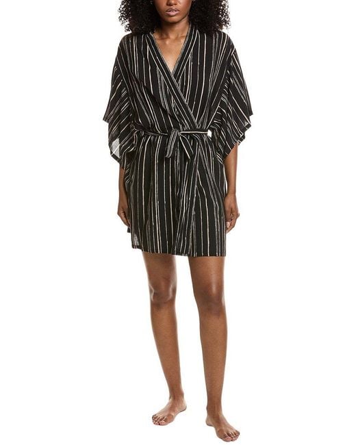 Natori Black Tate Silk-Blend Wrap