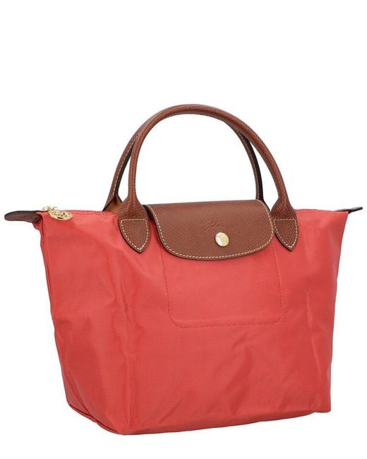 Longchamp Red Le Pliage Original Small Canvas Handbag