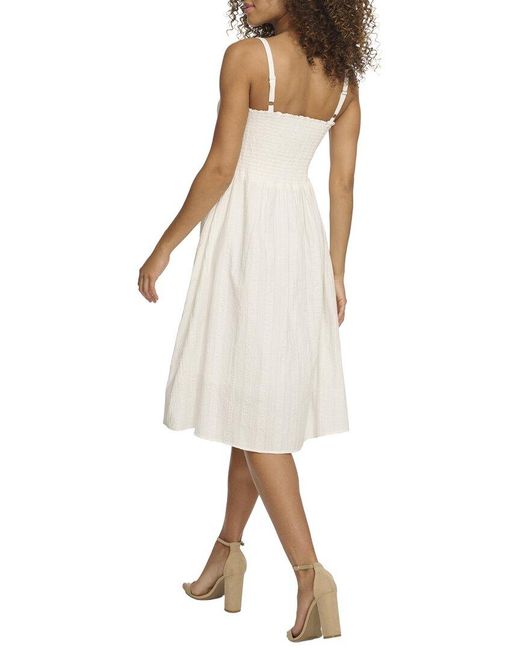 Kensie Natural Striped Woven Midi Dress