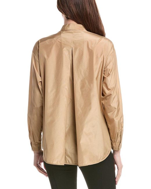 Fabiana Filippi Natural Oversized Taffeta Silk-Blend Shirt