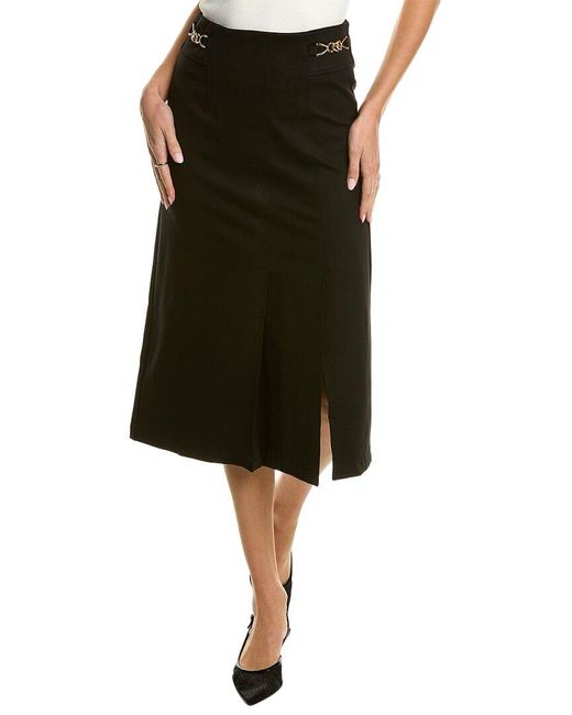 Gracia Black Pleated Midi Skirt