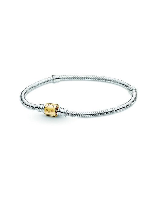 Pandora White Moments 14k & Silver Snake Chain Bracelet