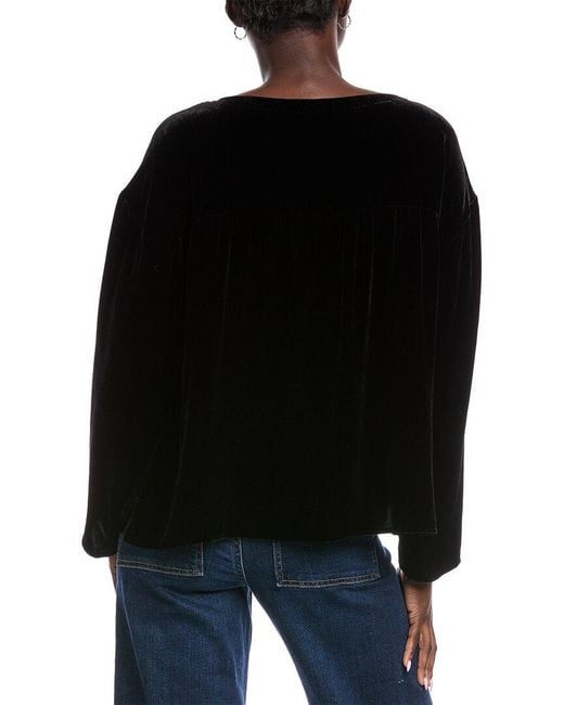 Eileen Fisher Black Ballet Neck Velvet Top