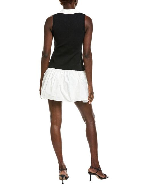 Endless Rose Black Mixed Media Polo Mini Dress