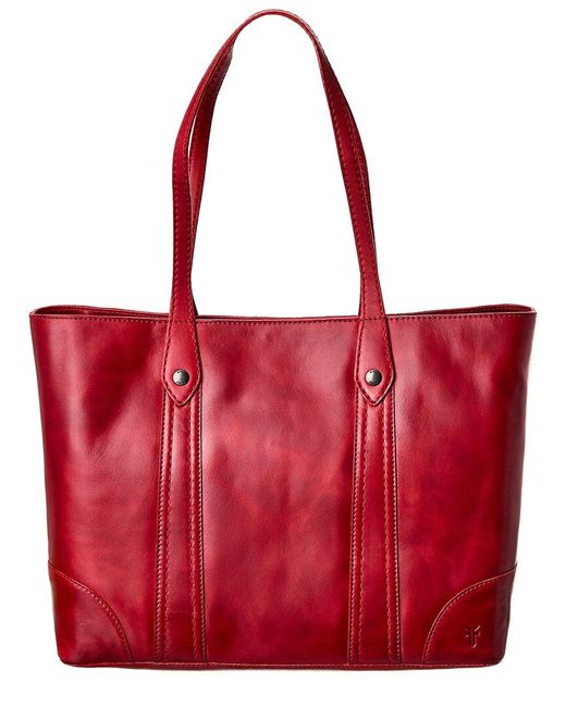 Frye Red Melissa Leather Shopper Tote