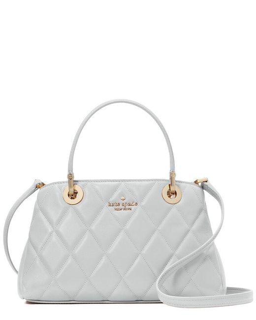 Kate Spade Gray Carey Smooth Quilted Small Leather Satchel