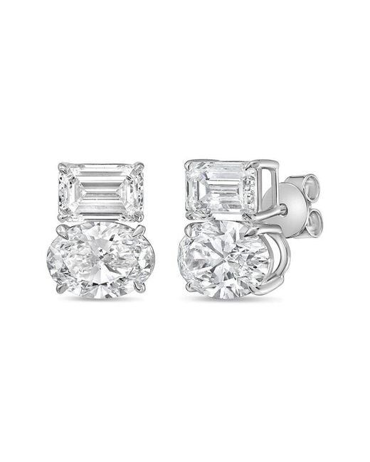Diana M Metallic Diana M. 14K 10.00 Ct. Tw. Lab-Grown Diamond Two-Stone Earrings