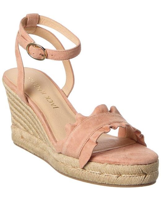 Jack Rogers Metallic Rozette Ruffle Wedge Suede Sandal