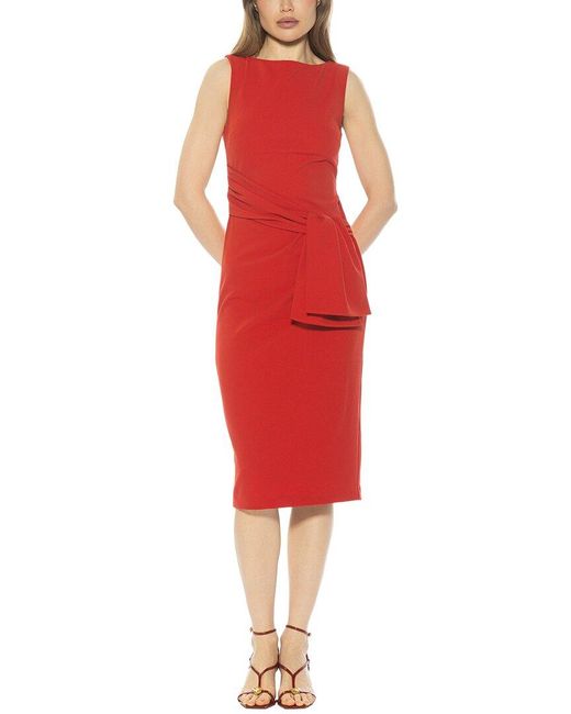 Alexia Admor Red Kiara Boatneck Bow Waist Sheath Dress