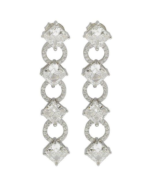 Suzy Levian White Silver Cz Earrings