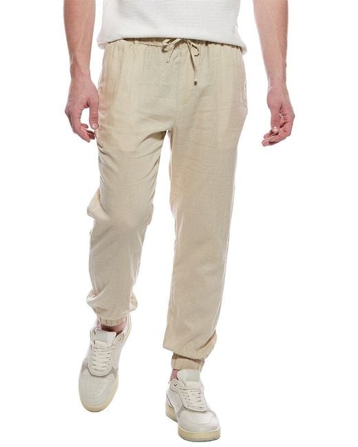Tahari Natural Drawstring Linen-Blend Jogger Pant for men