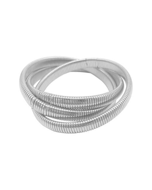 Adornia White Plated Omega Chain Triplet Bracelet