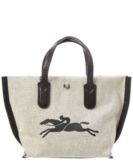 Longchamp White Essential Xs Canvas Handbag