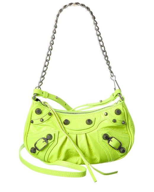 Balenciaga Green Le Cagole Mini Leather Shoulder Bag