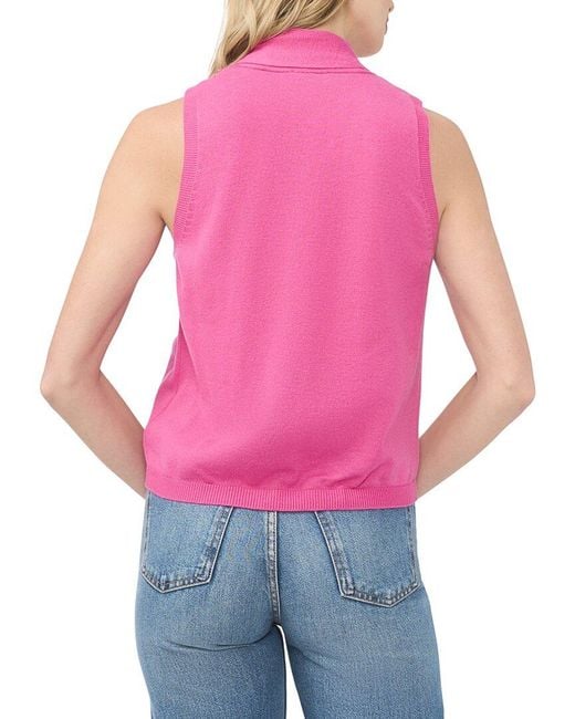 Cece Red Tie Neck Wool-Blend Tank