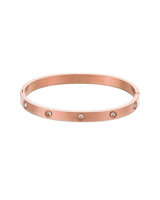Adornia White 14K Plated Stainless Steel Crystal Eternity Cuff Bracelet