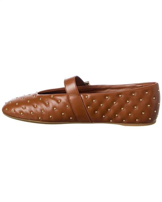 Ferragamo Brown Salvatore Logo Leather Ballet Flat