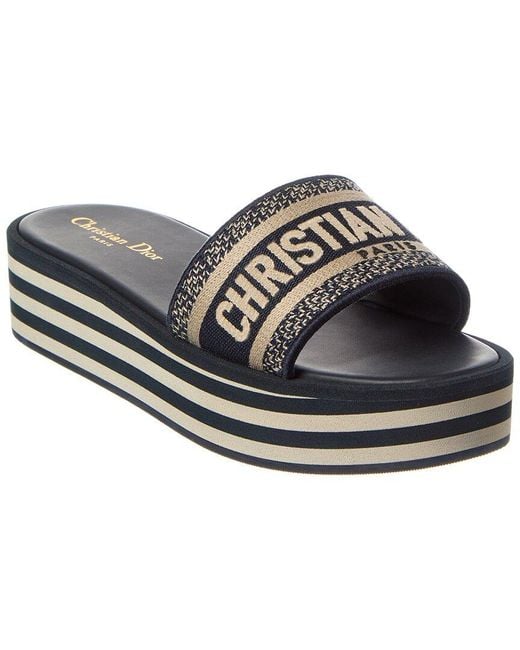 Dior Blue Dway Canvas Platform Sandal