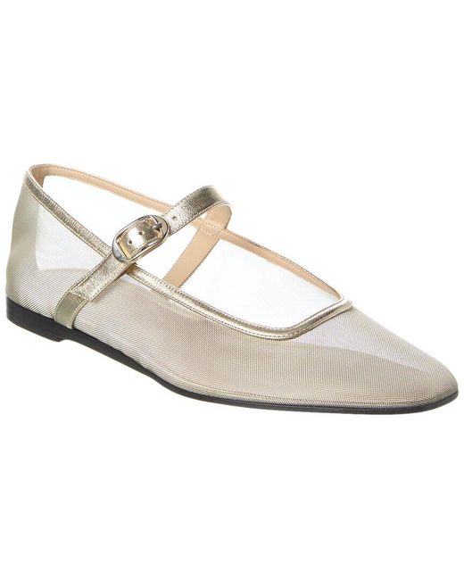 Le Monde Beryl White Mesh & Leather Mary Jane Flat