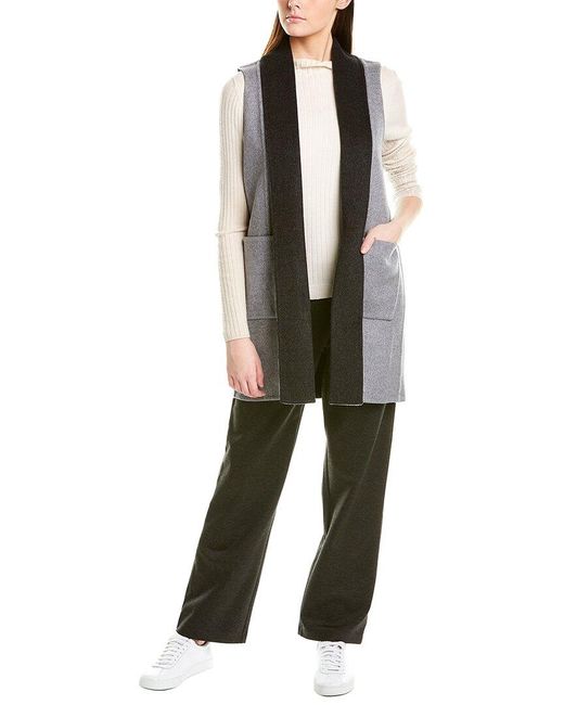 Eileen Fisher High Collar Wool & Cashmereblend Vest in White Lyst