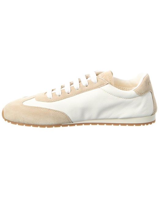 Prada White Logo Leather & Suede Sneaker