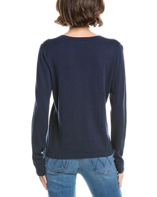 Forte Blue Split Neck Cashmere-Blend Sweater