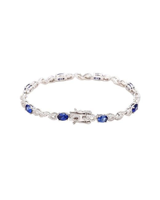Suzy Levian White Silver 0.02 Ct. Tw. Diamond & Gemstone Bracelet