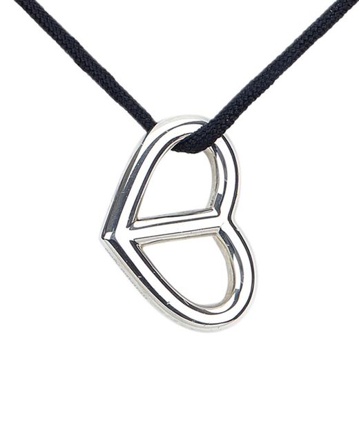 Hermès Palladium Chaine D'ancre Heart Necklace in Metallic | Lyst