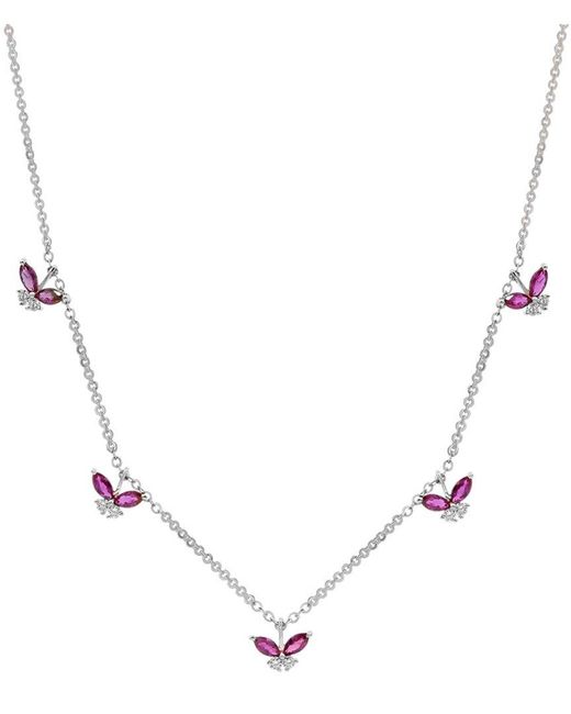 Diana M Multicolor Fine Jewelry 14k 1.10 Ct. Tw. Diamond & Ruby Necklace