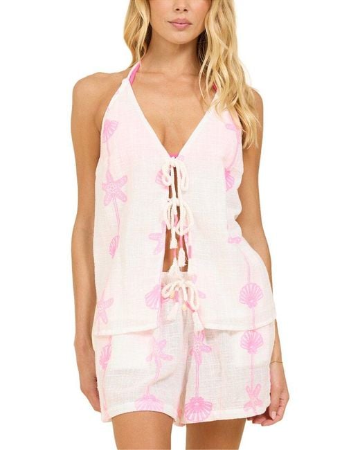 Surf Gypsy Pink Printed Halter Vest
