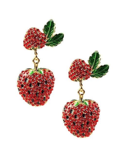 Eye Candy LA Red Strawberry Crystal Earrings