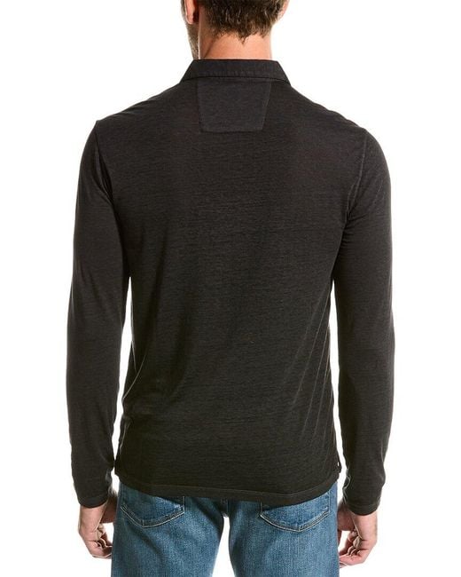 John Varvatos Black Marty Burnout Polo Shirt for men