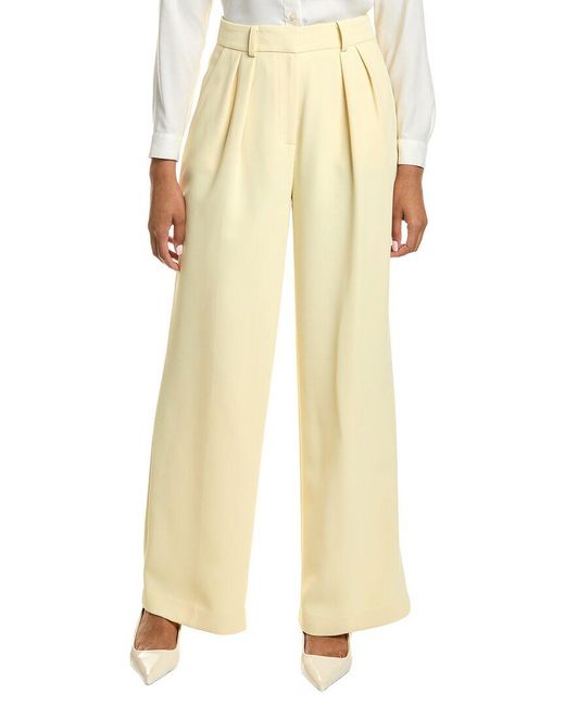 Kenneth Cole Yellow High-Rise Pleated Wide Leg Pant