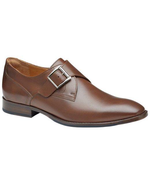 Johnston & Murphy Brown Richland Monk Strap Leather Slip On for men