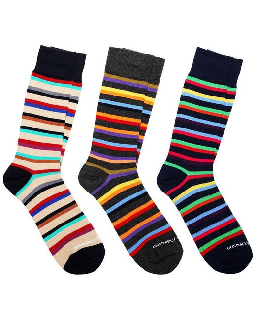 Unsimply Stitched Blue 3-Pack Crew Socks for men