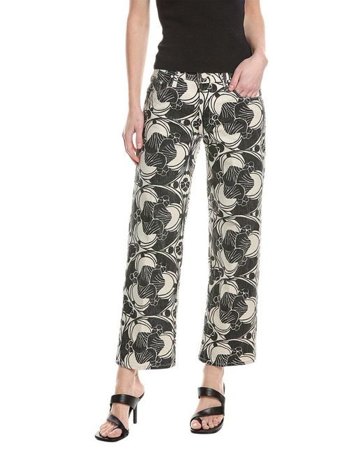 Mother Black The Mid-Rise Rambler Zip Ankle Curlycue & Cream Jean