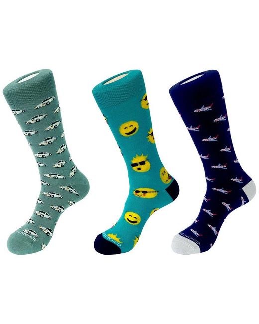 Unsimply Stitched Blue 3-Pack Crew Socks for men