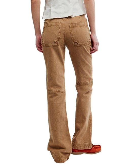 Free People Natural Venus Linen-Blend Bootcut Pant