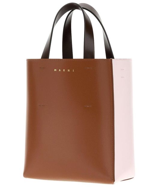 Marni Brown Museo Leather Mini Handbag
