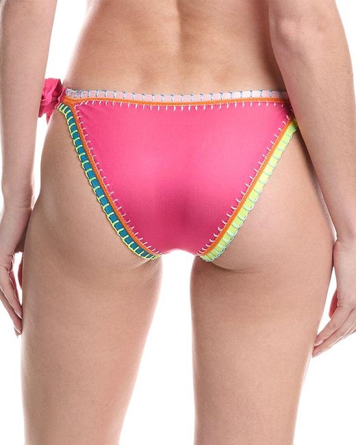 PQ Swim Pink Crochet Trim Tie Bottom