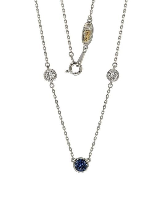 Suzy Levian White Silver 1.50 Ct. Tw. Sapphire Solitaire Station Necklace