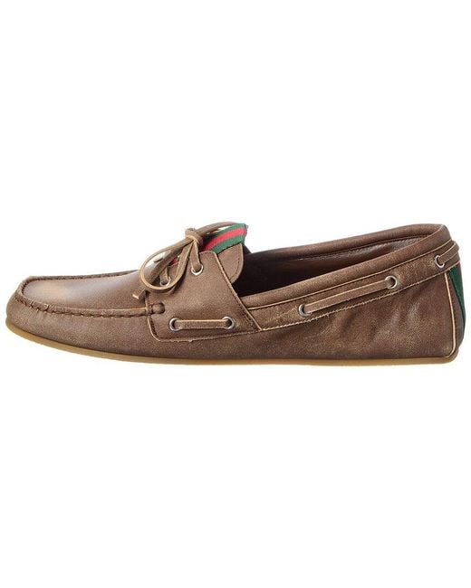 Gucci Brown Gg Logo Leather Loafer for men
