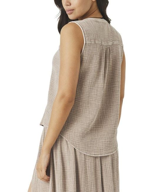 Splendid Brown Ava Gauze Button Tank