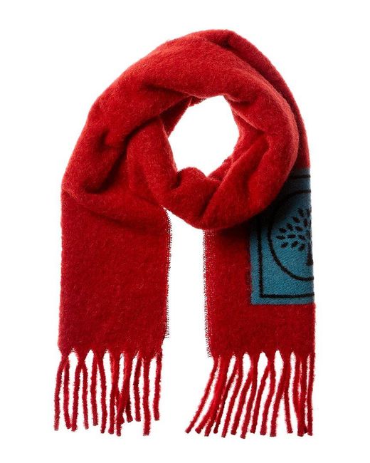 Mulberry Red Logo Patch Solid Alpaca, Mohair & Wool-blend Scarf